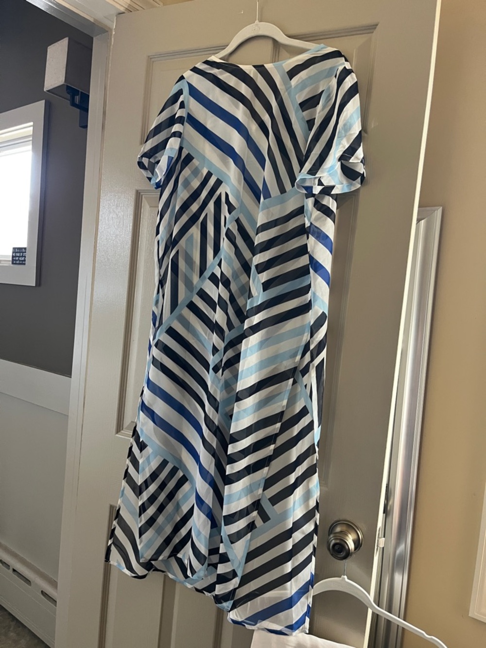 Calvin Klein Blue & Light Blue Striped Midi Dress